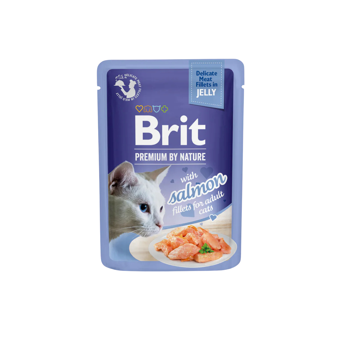 Brit Premium Cat Pouch with Salmon Fillets in Jelly for Adult Cats