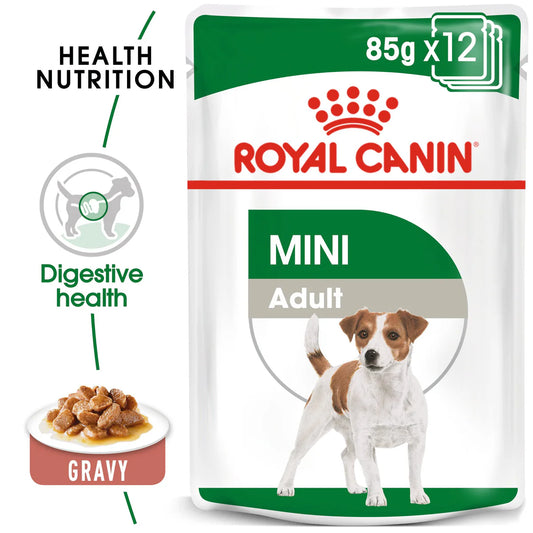 Royal Canin Mini Adult in Gravy (85 gm\pouch) - wet food for small dogs up to 10 KG - form 10 months to 8 years
